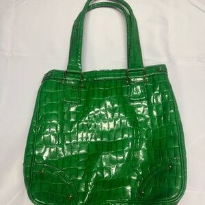 Liz Claiborne Shiny Green Embossed Tote